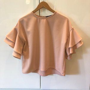 Pink SUGAR + LIPS Blouse with Ruffled Sleeves
